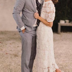 self-portrait guipure lace midi dress white US4